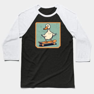 Goose on skateboard Goose Skater Baseball T-Shirt